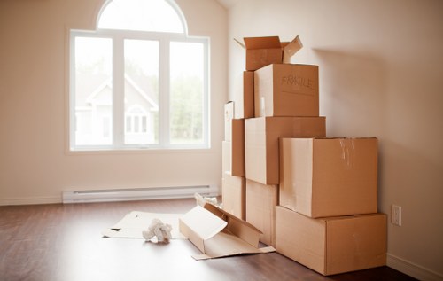 Furniture and boxes prepared for a small removal service